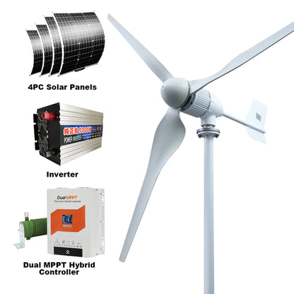SMARAAD Horisontell Vindturbin 3kW/8kW – Låg Startvindhastighet Hybrid Sol+Vind Off-Grid Batterisystem 12–96V EU-lager Polen CE