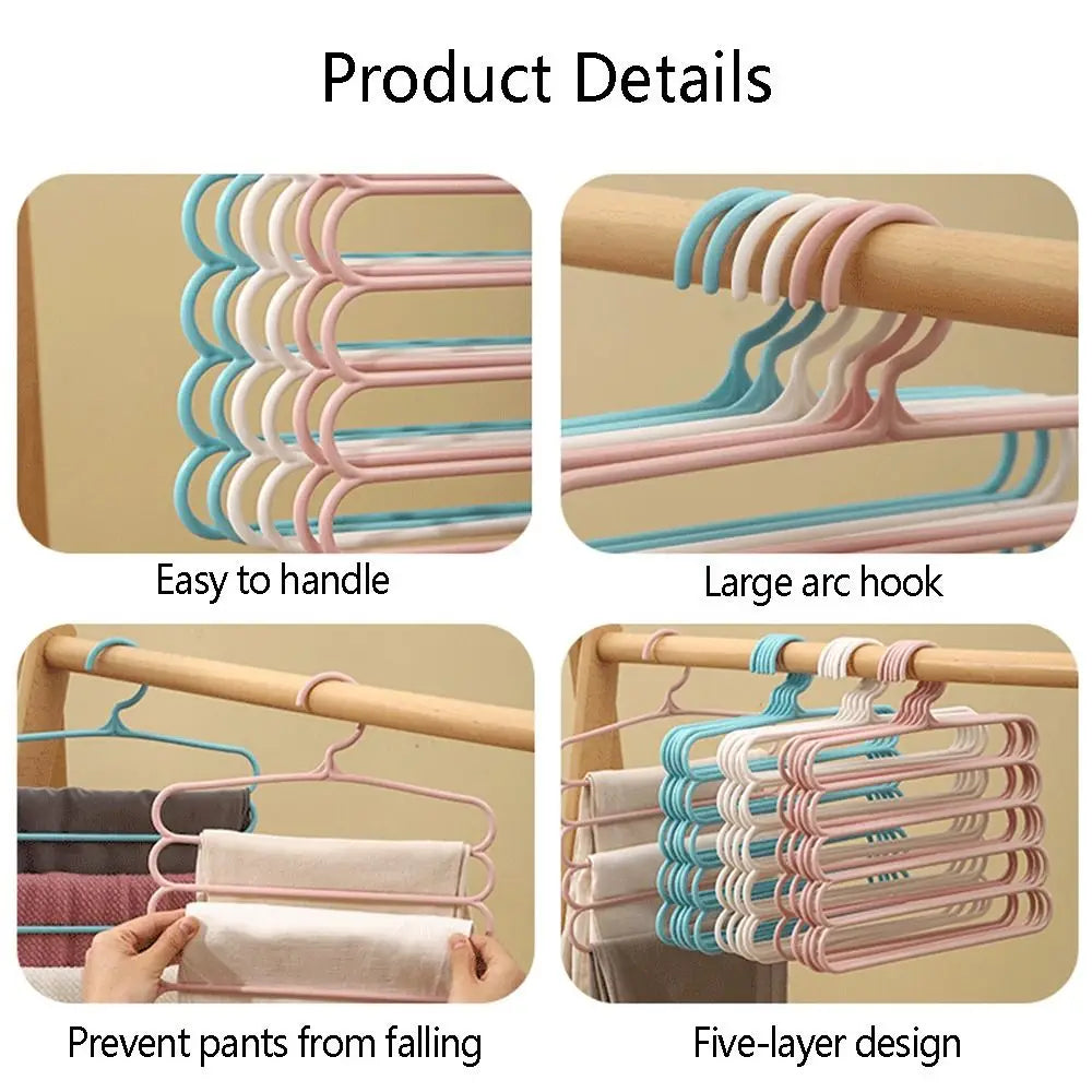 5 Layers Trousers Hangers Household Multi-layer Thickened Clothes Storage Holders Multifunctional Pants Towel Scarfs Racks