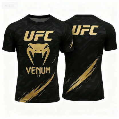 Men's T-shirt Fashion Quick Drying Casual Breathable O-neck Short Sleeve Tops Hot Summer Selling UFC Boxing Fighting Competition