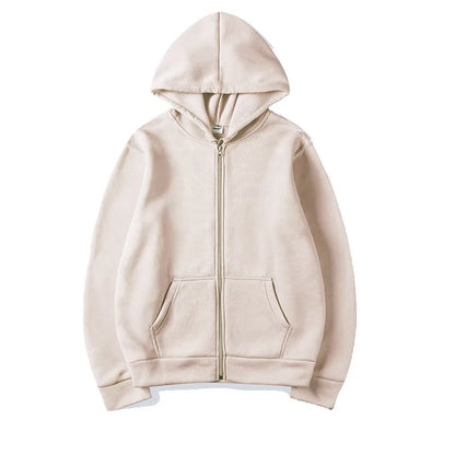 2025New Trendy Sweatshirt Coat Front Pockets Warm Zipper Lamb Wool Jacket Men and Woman Autumn Winter Pure Color Cardigan Hoodie