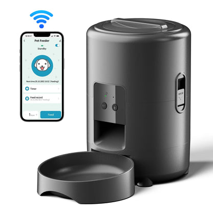 2L Smart Auto Pet Feeder Timing 5V USB Smart Automatic Dog Pet Feeder For Cats Dog Button WIFI APP Intelligent Dry Food Dispenser Dog Bowl No 5V USB Plug