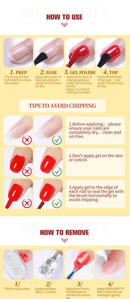 BORN PRETTY 10ml Base Gel Top Coat Rubber Gel Reinforcement Gel for Nails Tools Soak Off UV LED Nail Varnish Function Gel