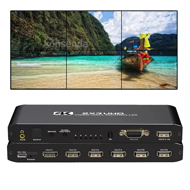 1080P HDMI Video Wall Controller 2x3 1x2 1x4 1x3 2x1 3x1 4x1 Video Screen Stitching Processor Splicer for 6 TV Splicing Display