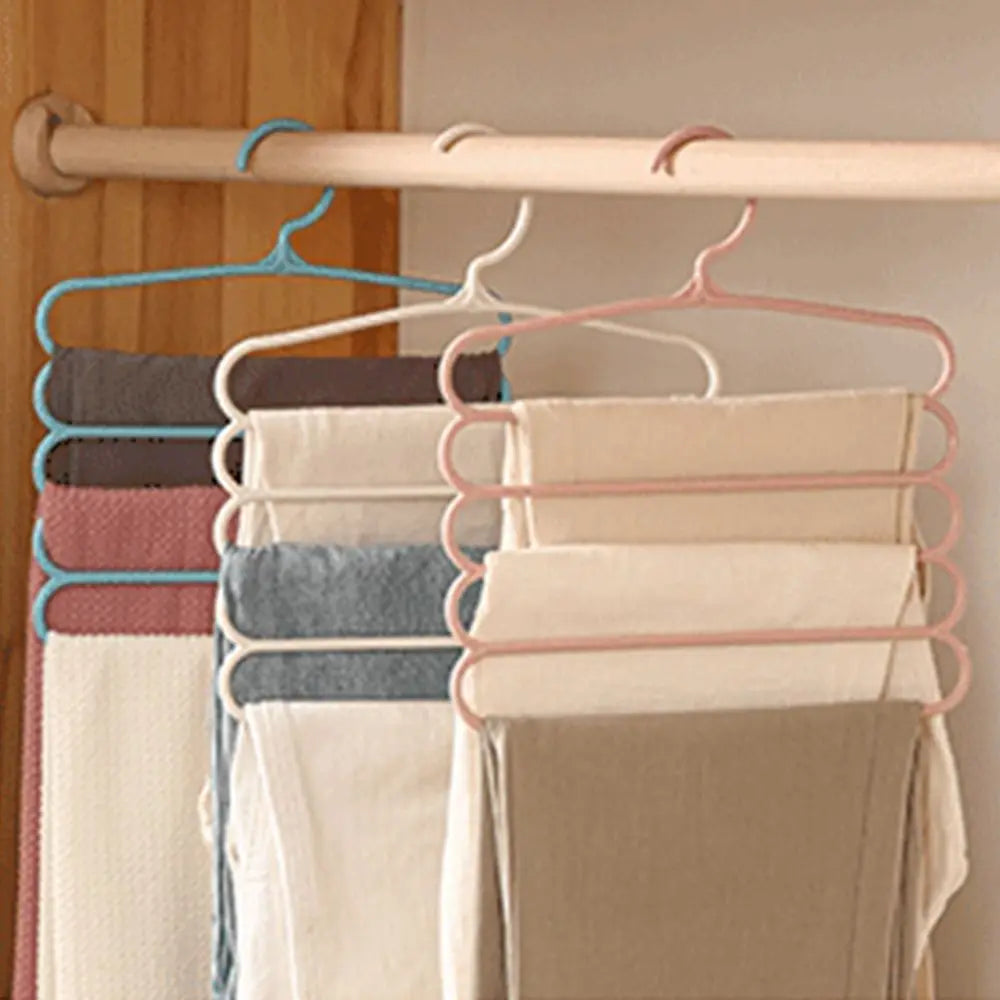 5 Layers Trousers Hangers Household Multi-layer Thickened Clothes Storage Holders Multifunctional Pants Towel Scarfs Racks