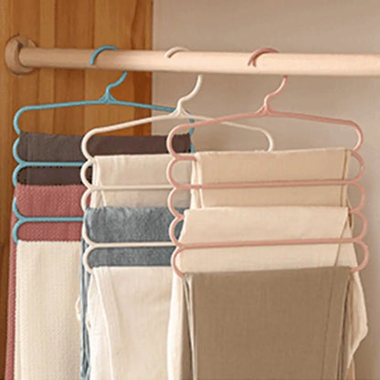 5 Layers Trousers Hangers Household Multi-layer Thickened Clothes Storage Holders Multifunctional Pants Towel Scarfs Racks