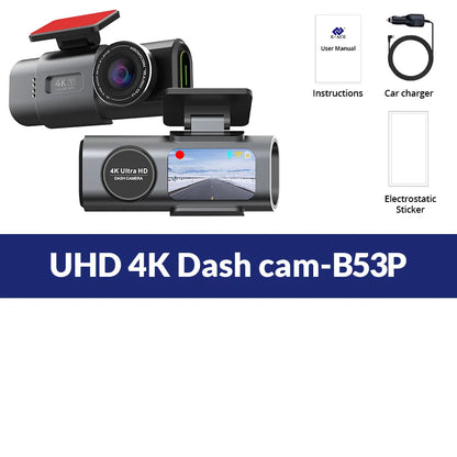 B53P 4K Dashcam med WiFi, GPS och Sony Nattseende – 170° Framkamera + Valfri 1080P Bakåtkamera