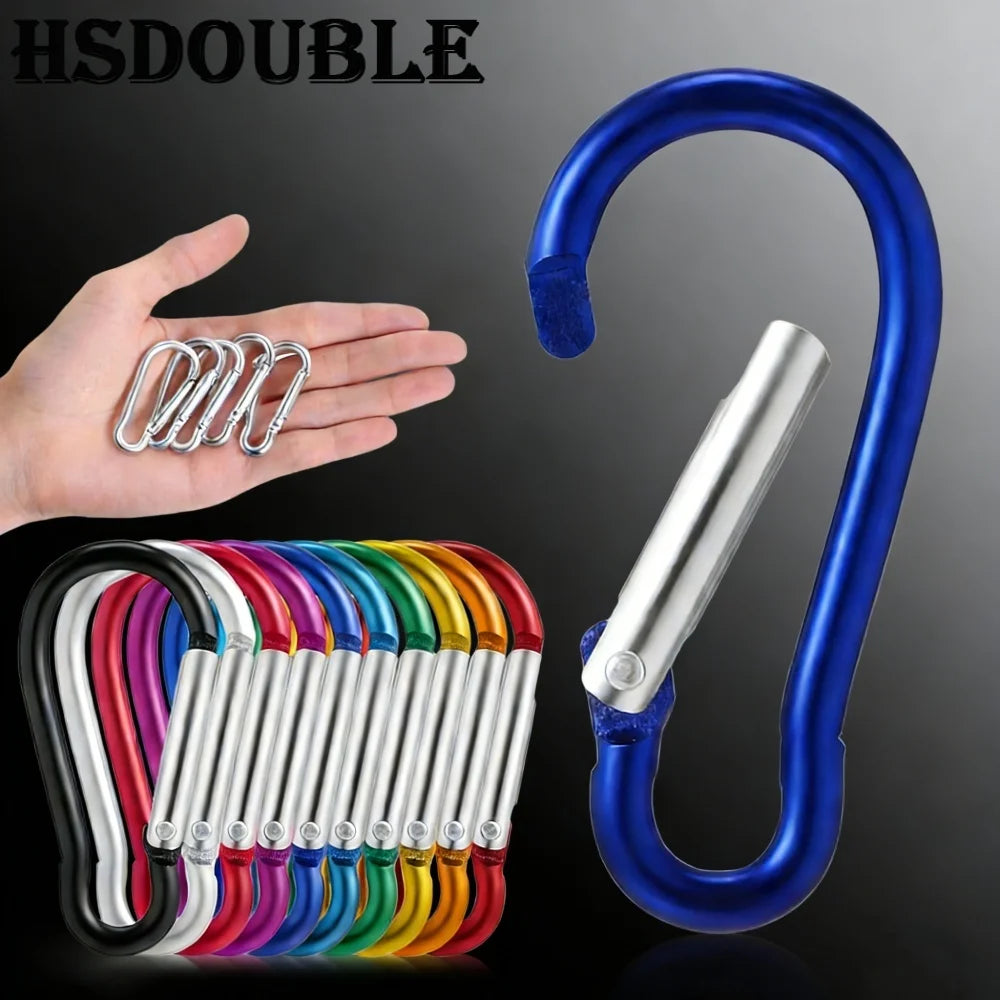 5-100Pcs Aluminum Carabiner Key Chain Clip Outdoor Camping Keyring Snap Hook Water Bottle Buckle Kit Climbing Accessories
