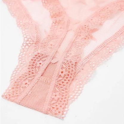 FINETOO Sexy Lace Thong Panties for Women Floral Low Waist Hollow Out Transparent G-String Solid Color Comfort Female Lingerie