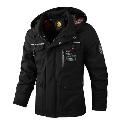 Vindtät Hoodie Jacka Herr – Vattentålig Softshell Vinterjacka Plus Size