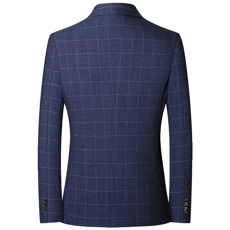 Herr Slim Fit Blazer – Rutig Strükfri Kavaj för Business Casual, Vår & Höst, 3 Färger
