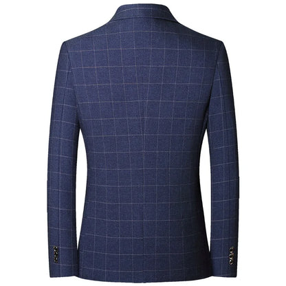 Herr Slim Fit Blazer – Rutig Strükfri Kavaj för Business Casual, Vår & Höst, 3 Färger
