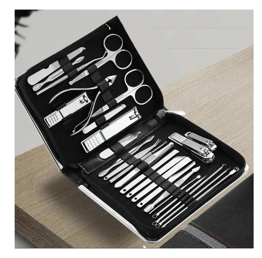 26 Pcs Manicure Set Stainless Steel Nail Clippers Cuticle Nipper Pedicure Care Tool Dead Skin Scissor Cleaning Grooming Ki