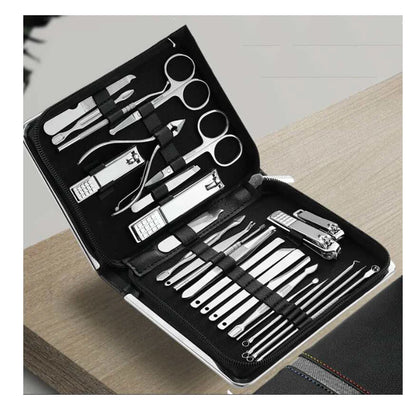 26 Pcs Manicure Set Stainless Steel Nail Clippers Cuticle Nipper Pedicure Care Tool Dead Skin Scissor Cleaning Grooming Ki