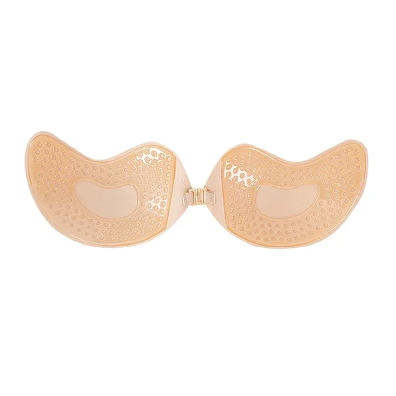 1/2Pcs Sexy Women Invisible Push Up Bras Reusable Adhesive Self-Adhesive Silicone Front Closure Sticky Bra Black Skin Strapless