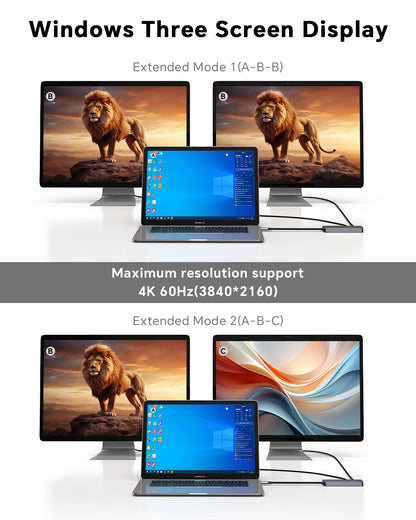 FORIDA USB-C Hub 10Gbps – Dubbel 4K@60Hz HDMI USB 3.2 Gen2 PD 100W 5 Portar Aluminium MacBook Pro Laptop iPad Roséguld Grå