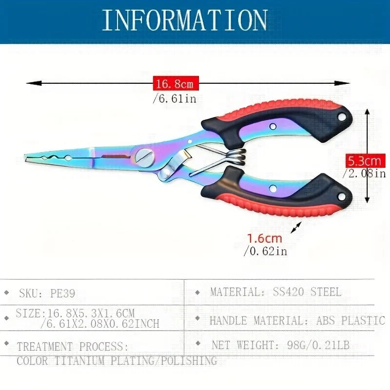 Stainless Steel Color Titanium Eagle Beak Fish Control Pliers for Hook and Hook Removal, Multifunctional Fishing Pliers