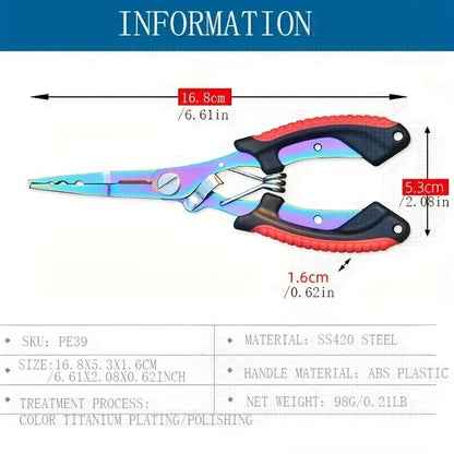 Stainless Steel Color Titanium Eagle Beak Fish Control Pliers for Hook and Hook Removal, Multifunctional Fishing Pliers