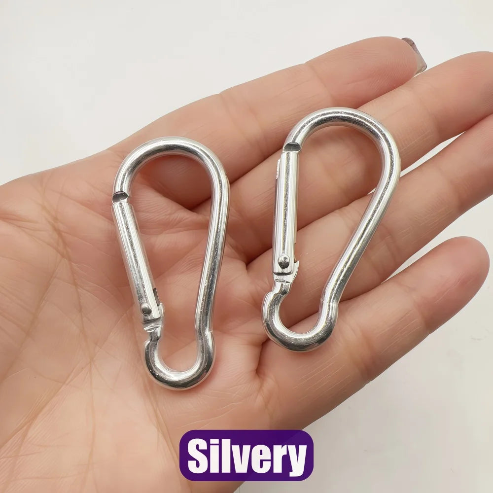 5-100Pcs Aluminum Carabiner Key Chain Clip Outdoor Camping Keyring Snap Hook Water Bottle Buckle Kit Climbing Accessories