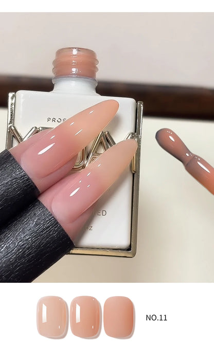 1/6Pcs 15ml Jelly Ice Nude Peelable Polish, UV/LED - Set, Formaldehyde - Free. Oval, Glossy. Good for Salon & DIY