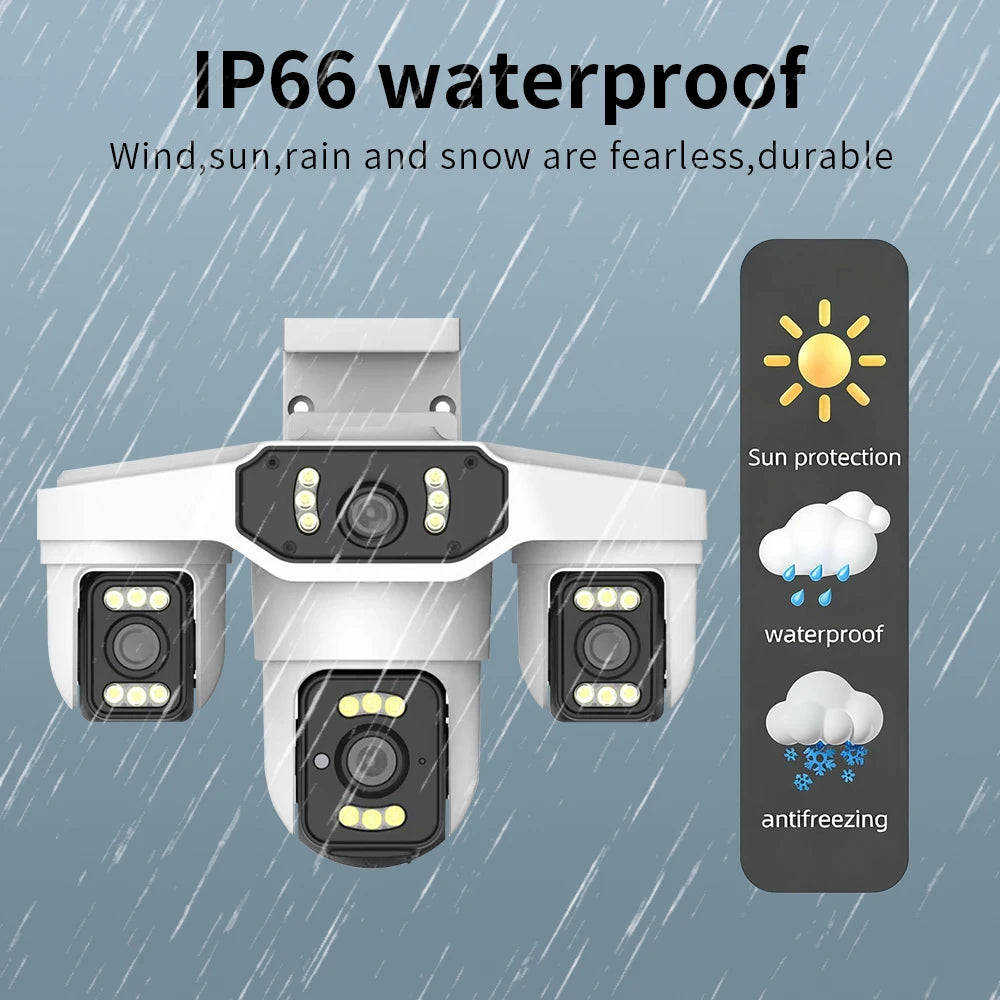 15MP Wifi IP Camera Three Lenses 8K PTZ Four Lens Outdoor Smart Home Wireless Surveillance Cameras Onvif Baby Monitor YOOSEE