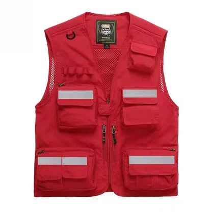 S-7XL Multi Pocket Work Vest for Men Women Volunteer Working Uniforms Logo Printing Fishing Photography Workwear Vest