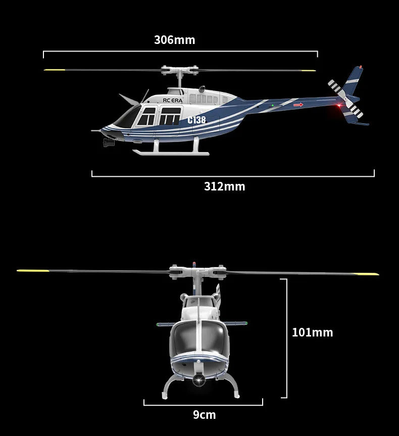 RC Helikopter Bell 206 – 4CH 2.4GHz 6-axlat Gyro Höjdhållning App-styrd 80–100m CE Inomhus/Utomhus C138 2026
