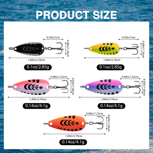 Goture 1PCS/LOT 2g/3.15g Colored S-shaped Glitter Metal Jig Spoon Spinner Fishing Lure Wobbler Bait Set Fishing Tackle