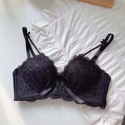 Lace Floral Embroidery Sexy Bra Comfortable Adjustable Women Underwear 3/4 Cup Wireless Girl Brassiere Bralette