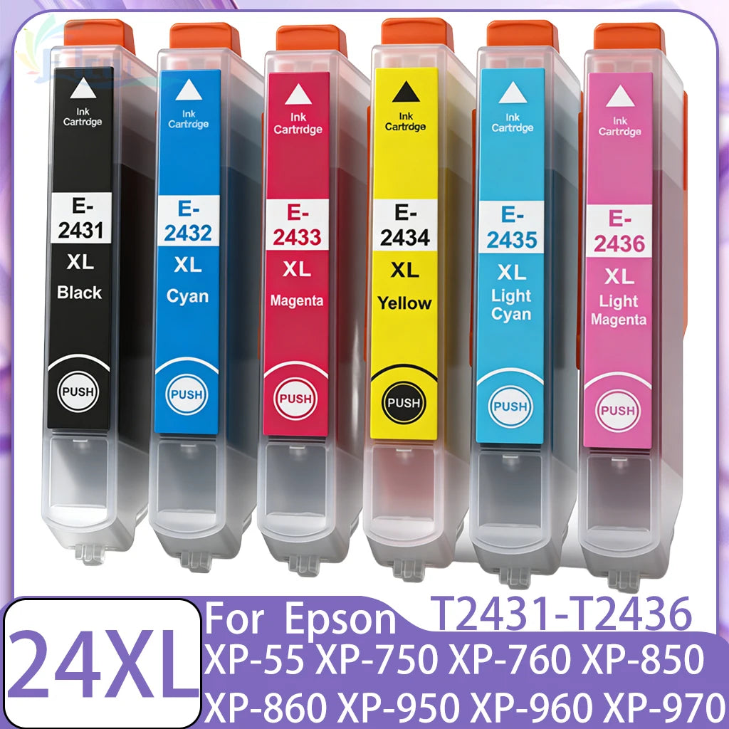 24 24XL T2431 T2432 T2433 Bläckpatron Kompatibel för Epson Expression Photo XP-55 XP-750 XP-760 XP-850 860 950 960 970 Skrivare