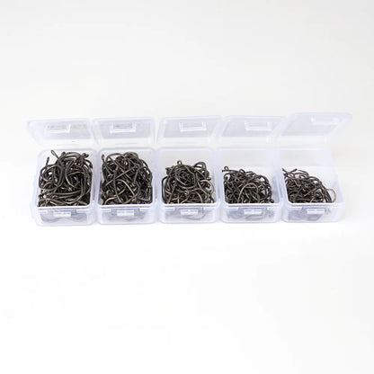 Hirisi 8041 50Pcs PTFE Coated Fish Hook High Carbon Stainless Steel Anti-Rust Sharp Point Barbed With Eye for Fishing Accessory