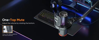 COMICA Ejoy UNI Wired USB Gaming Microphone with Noise Cancellation/RGB for PC Smartphone,Condenser Mic for Streaming Podcasting