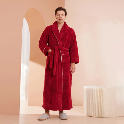 Female Autumn and Winter Warm Long Flannel Thick Couple Bath Bathrobes Men Women Pajamas Shower Robe Bath Towels For Adults
