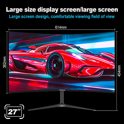 FYHXele 27 Inch Curved Gaming Monitor 100Hz 2ms VA Panel FHD 1080P LED LCD Desktop PC Computer Display