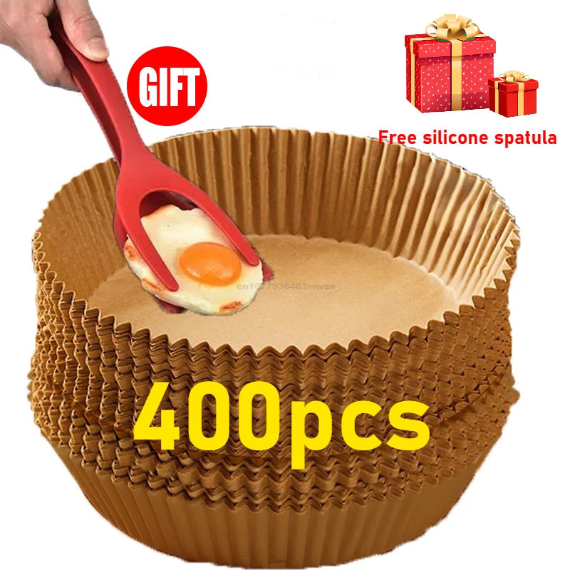 Engångspapper för Airfryer 20cm – Oblekt Bakplåtspapper med Silikonbeläggning, Rund och Fyrkant