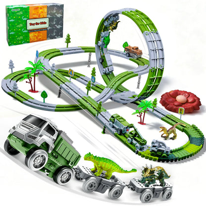 DIY Dinosauriebilbana Byggsats – Bygg Eget Spår Dinosauriebilar & Tåg Pedagogisk Lek Barn 4–6 År 2026