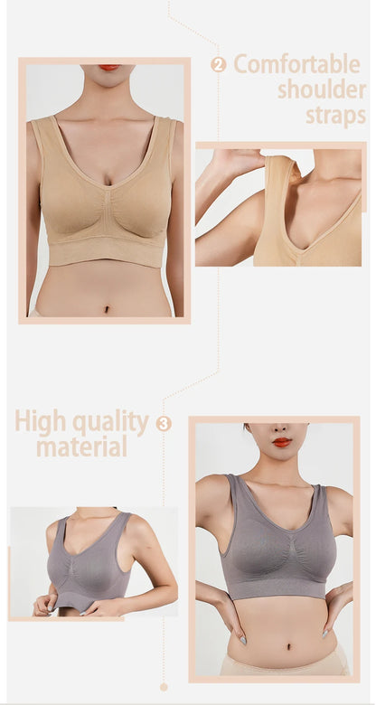 Womens Push Up Bras Running Gym Seamless Breathable Vest Top Removable Padded  Anti-sagging Uppe High Elasticity Sport Brassiere