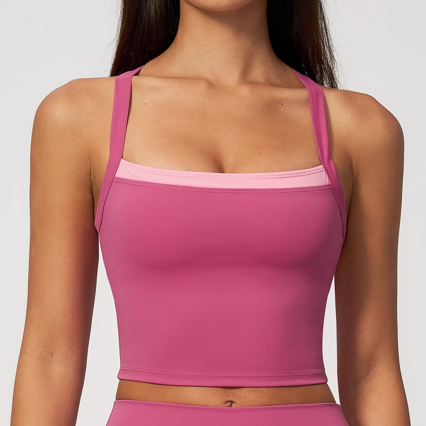 Women Criss Cross Back Yoga Tank Top Push Up Sports Bra Fitness Running Workout Gym Vest Color Block Sport Underwear Crop Top