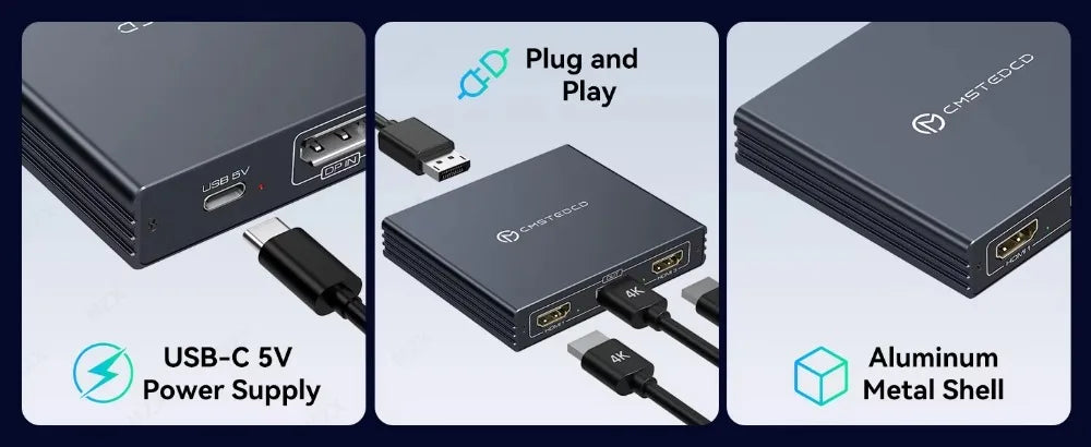 MZX MST-splitter för tre skärmar, DisplayPort eller USB-C