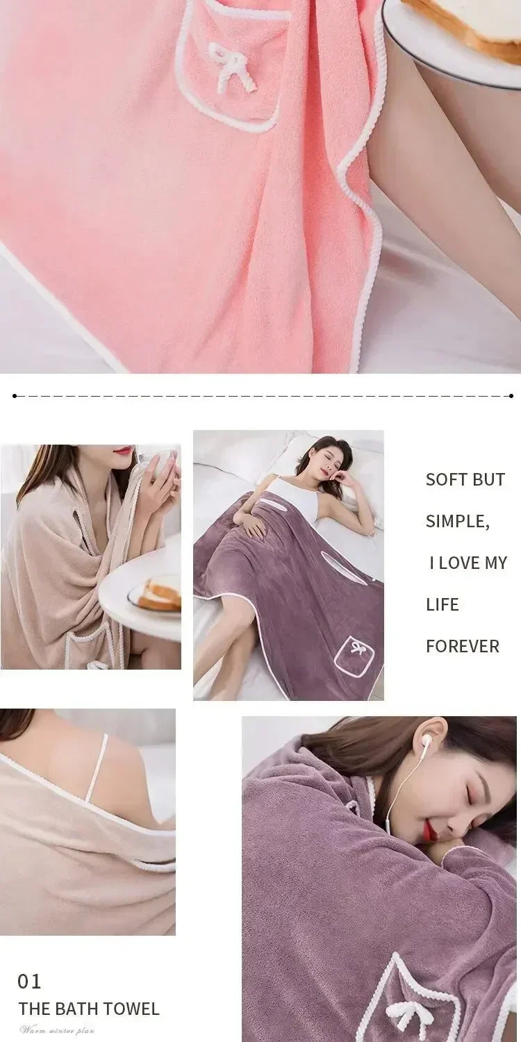 Womens Bath Towels Girls Wearable 135*80Cm Fast Drying Bathing Beach Spa Bathrobes Wash Clothing, Shower Bath And Gym Towel
