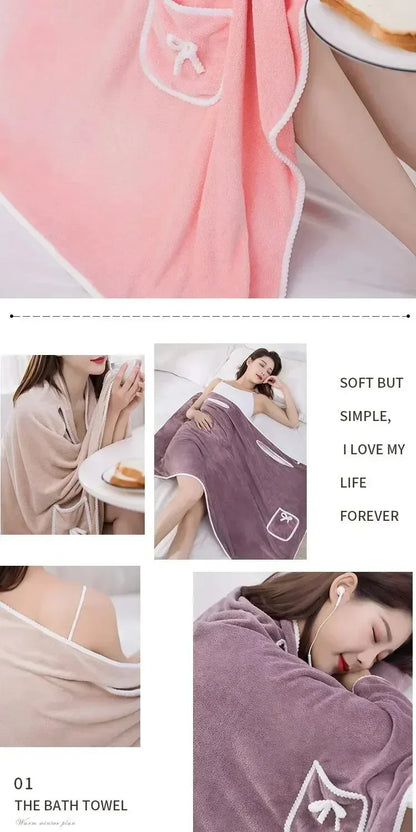 Womens Bath Towels Girls Wearable 135*80Cm Fast Drying Bathing Beach Spa Bathrobes Wash Clothing, Shower Bath And Gym Towel