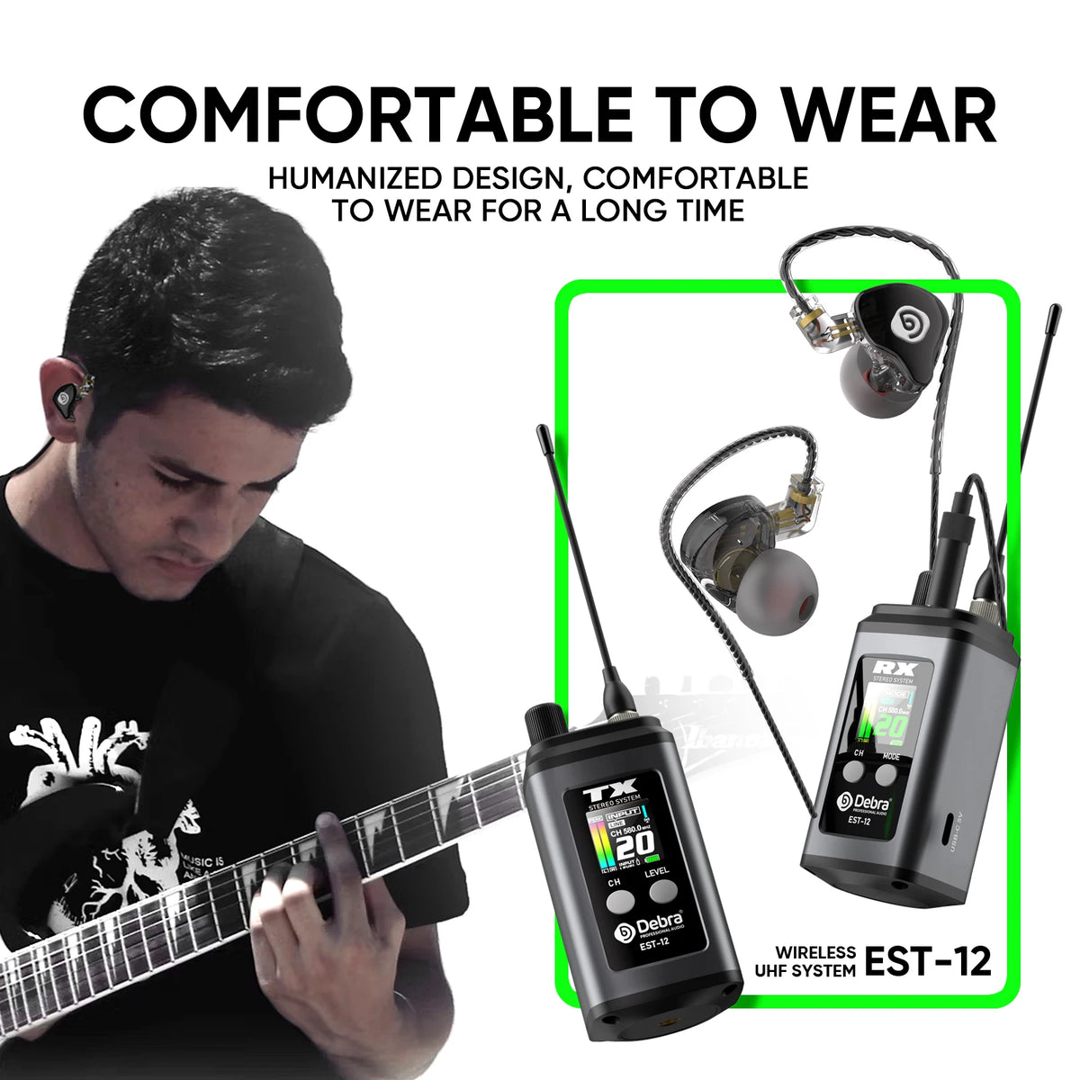 EST-12 trådlöst UHF-system för in-ear-monitorering