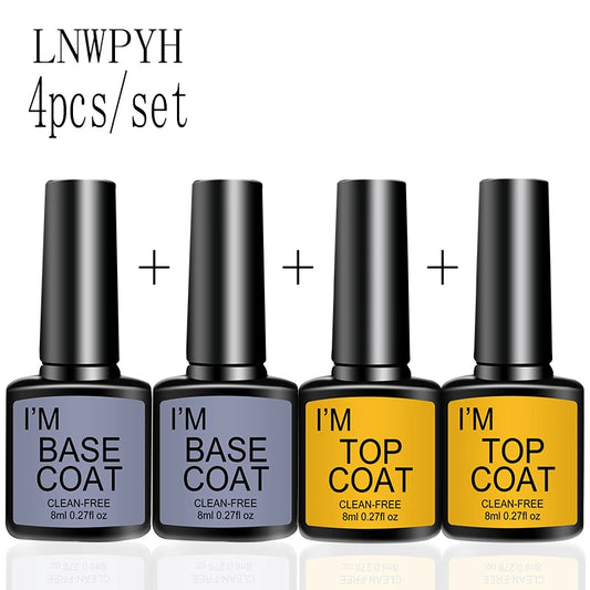 Base Coat och Top Coat gelélackset – 4 delar, 8 ml