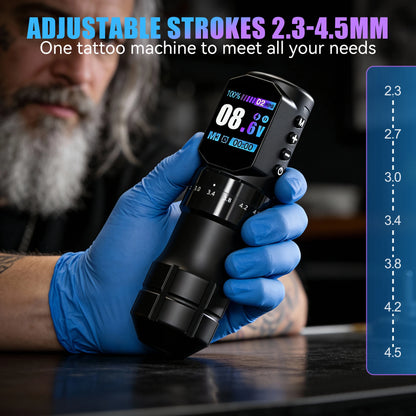 DM Tattoo Machnie Kit Tattoo Adjustable Stroke Wireless Tattoo Pen Coreless Brushless Motor   For Permanent Makeup