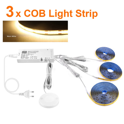 Smart Dimbar COB LED-list med Touchsensor – Varmvit/Neutralvit, 1–5m, Klippbar, Handsvep, EU/US-kontakt