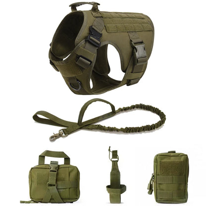 Taktisk Militärhundsele & Koppelset – För Schäfer, Golden Retriever & Stora Raser, S–XL