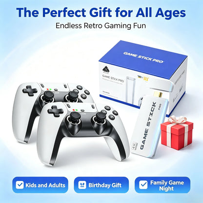 M15 4K TV Game Stick 64GB Retro Video Game Console, Built-in 4000+ Retro Games, 2.4G Wireless Game Controller, Supports 20+ Emulators