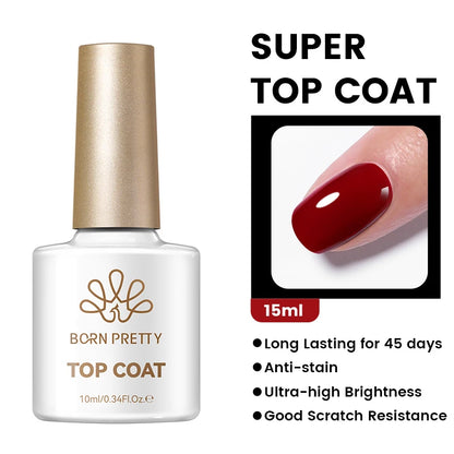 BORN PRETTY 10ml Base Gel Top Coat Rubber Gel Reinforcement Gel for Nails Tools Soak Off UV LED Nail Varnish Function Gel