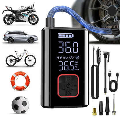 Trådlös Luftpump 150PSI – Portabel Däckpump för Bil, Cykel & Motorcykel, USB-utgång, Nödström
