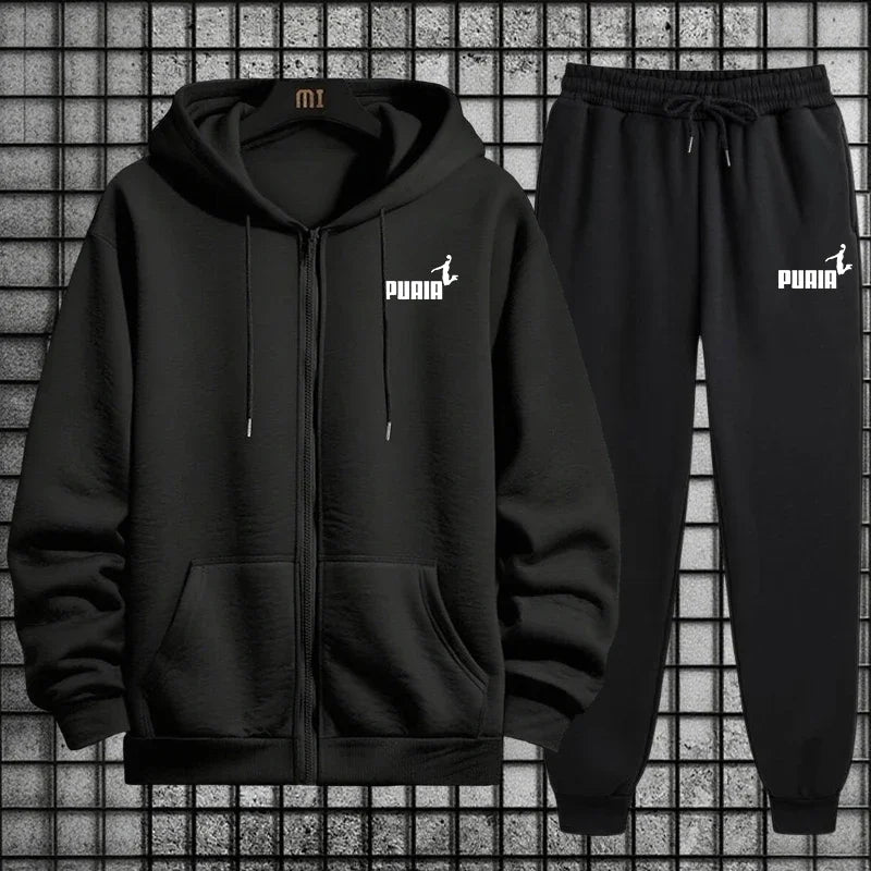 New in Women Tracksuit Trend Printing Hooded Sweatshirts Pants 2Pcs Set Casual Zipper Overcoat Suit Daily Clothing Autumn Winter