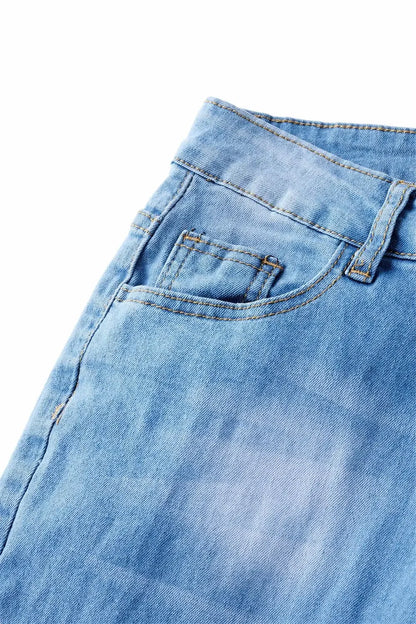Flare Pants Jeans for Women Vintage Denims Stretch Mid Waist Washed Distressed Pockets Boot Cut 2025 Streetwear Skinny Trousers